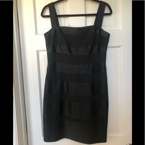 Elegant horizontal stripe cocktail dress